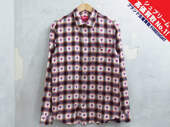 Supreme 'Hearts Plaid Flannel Shirt'プレイド フランネル シャツ ...