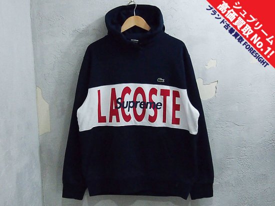 Supreme × Lacoste Logo Panel Hooded 赤 L