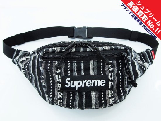 Supreme Woven Stripe Waist bag Black