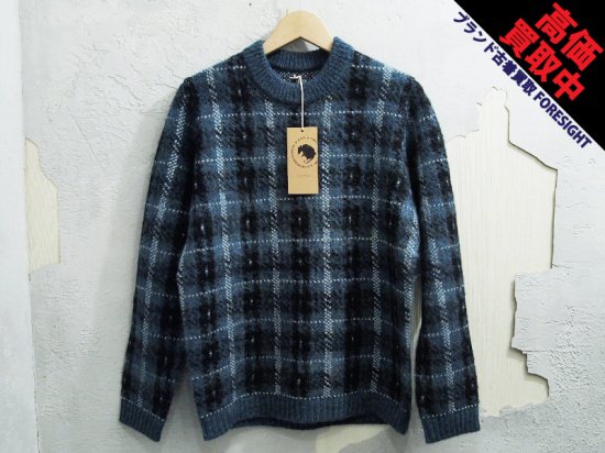 コンディション新品定価49500円 RATS CHECK MOHAIR CREWNECK KNIT