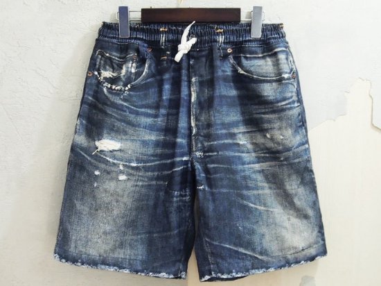 US 三軒茶屋 'Fake Vintage Denim Easy Shorts'イージーショーツ ショートパンツ フェイク デニム アス 2000  インディゴ - ブランド古着の買取販売フォーサイト オンラインストア