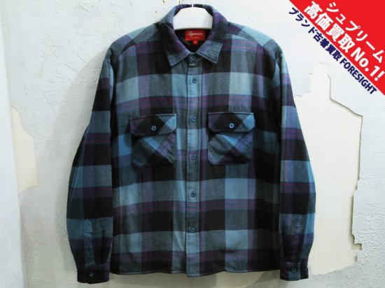 Supreme 'Quilted Flannel Shirt'中綿 キルティング フランネル チェック シャツ ジャケット Teal S シュプリーム  - ブランド古着の買取販売フォーサイト オンラインストア