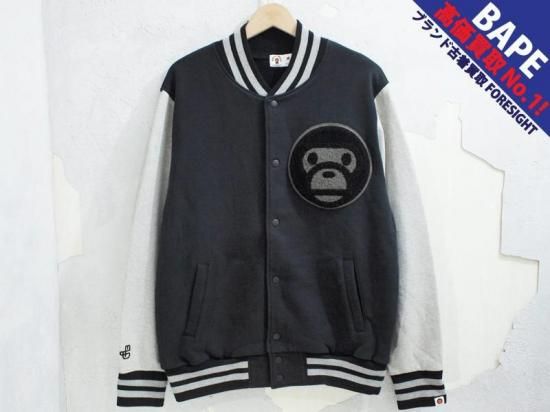 希少★ベビーマイロ★BAPE BAPESTA スウェットスタジャン ブラック BABY MILO / A BATHING APE 'バナナ'スウェット スタジャン M ベビー