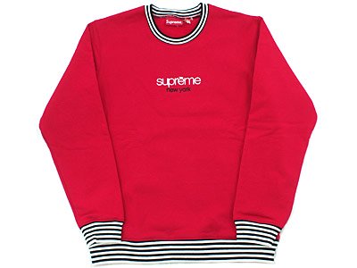 Supreme 'Classic Logo Striped Rib Crewneck'クラシックロゴ クルー