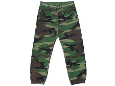 Supreme 'Logo Rib Sweatpant'スウェットパンツ カモ L Woodland