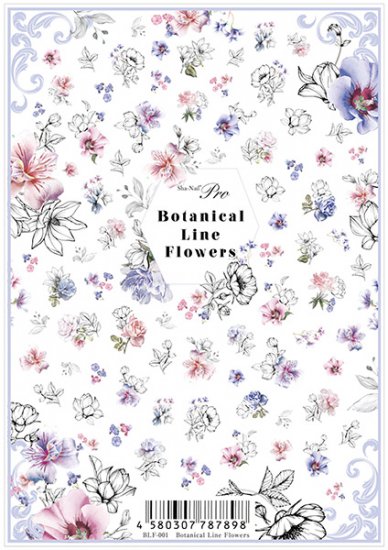 ネイルシール Sha-Nail Pro 写ネイルPro BLF-001 Botanical Line Flowers / ボタニカル ライン フラワー  | アミューズメントネイルスタジオホワイト