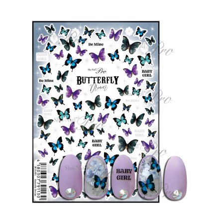 ネイルシール Sha-Nail Pro 写ネイルPro BUD-001 Butterfly Dream / バタフライ ドリーム |  アミューズメントネイルスタジオホワイト