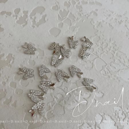 D D Nail ジュエリーパーツ 蝶々パーツ 8mm 12mm 2個 シルバー アミューズメントネイルスタジオ D D Nail ジュエリーパーツ 蝶々パーツ 8mm 12mm 2個 シルバー アミューズメントネイルスタジオ