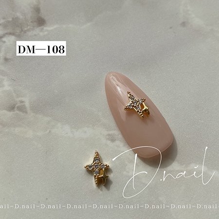 D D.nail ジュエリービジューパーツ 5mm×7mm 2個 DM-108 ビジュースター クリスタルゴールド | アミューズメントネイルスタジオ