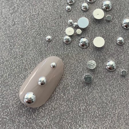 SHAREYDVA シャレドワ semi metal mix セミメタルミックス Silver シルバー | 半球のスタッズ 2mm・3mm・4mm  20個 - ネイル用品通販店 アミューズメントネイルスタジオ