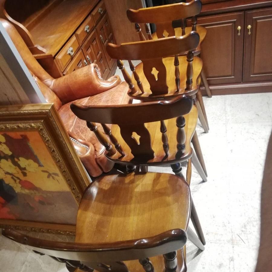 M○希少☞カリモク家具☜コロニアル 回転式ウィンザーハイチェア