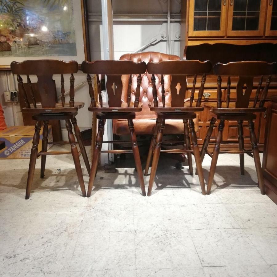 M○希少☞カリモク家具☜コロニアル 回転式ウィンザーハイチェア