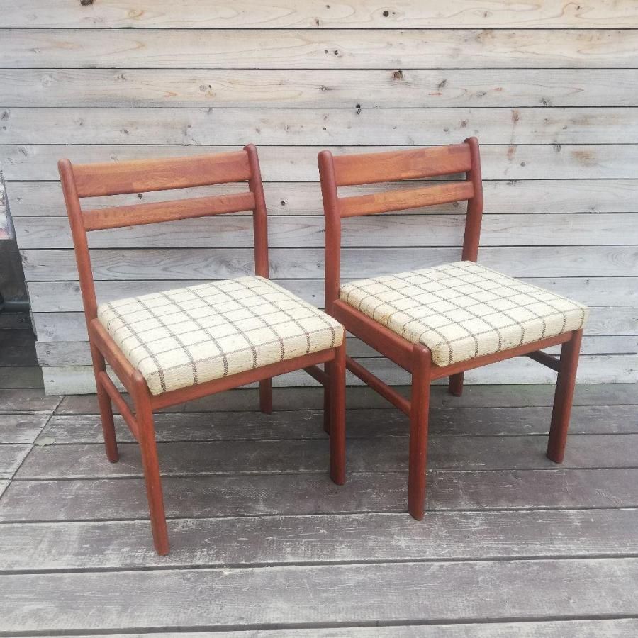 M♦店頭引取専用価格　希少 北欧ビンテージ チークダイニングチェア２脚 M♢希少 北欧ビンテージ チークダイニングチェア2脚