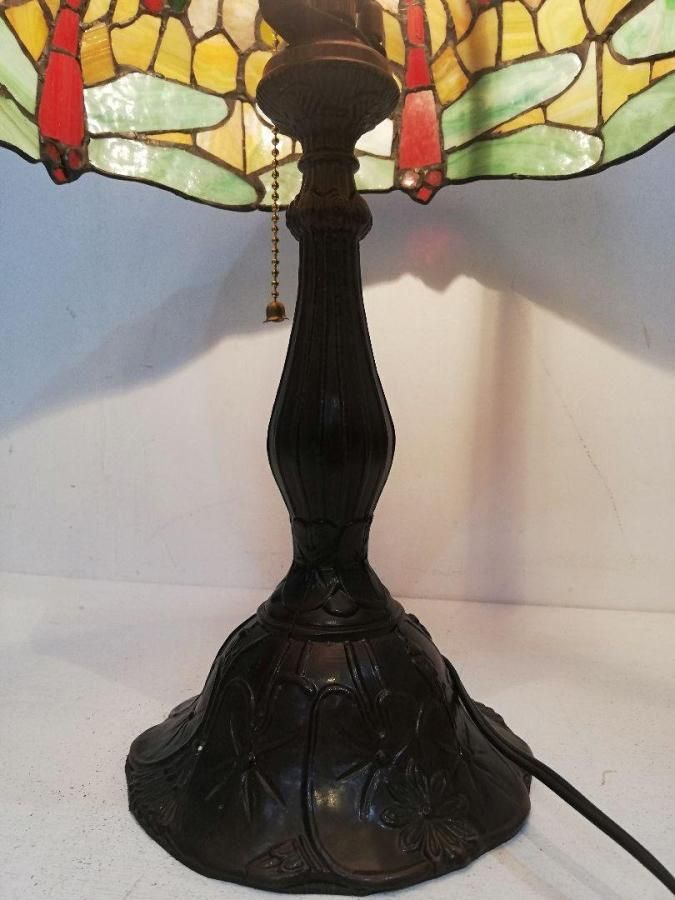 M●アンティーク　ステンドグラステーブルランプ M○アンティーク ステンドグラステーブルランプ - 家具