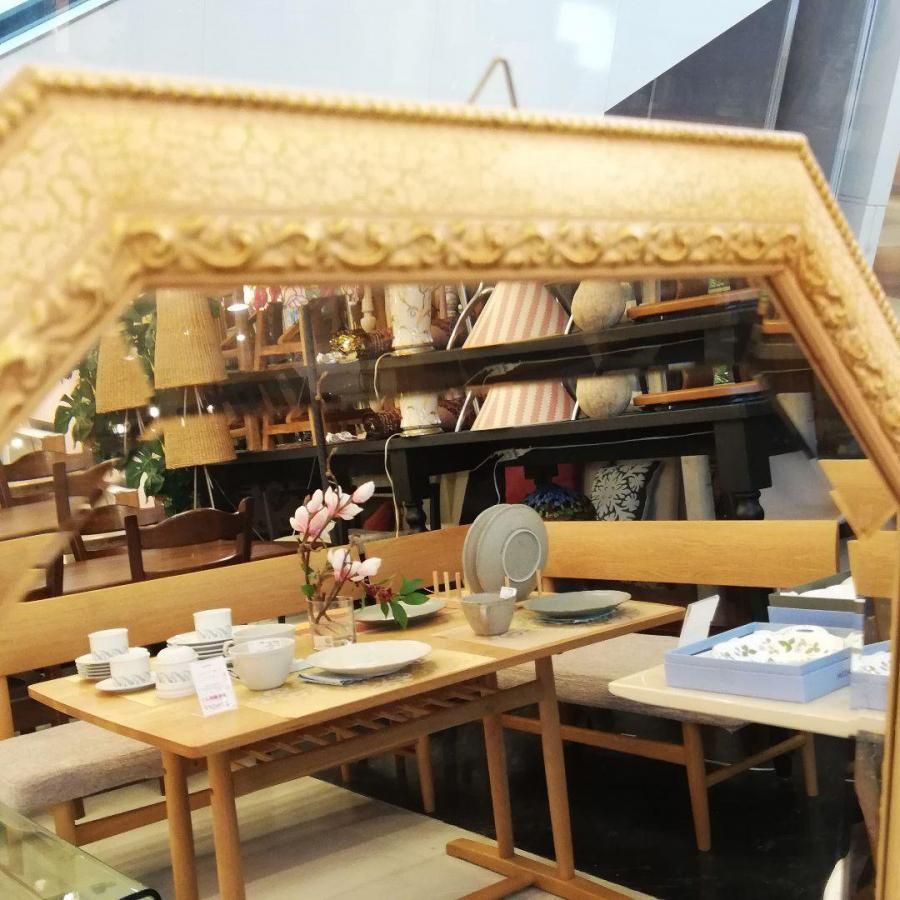 ◇アンティーク調 ウォールミラー / シャビー 木製 壁掛け 鏡