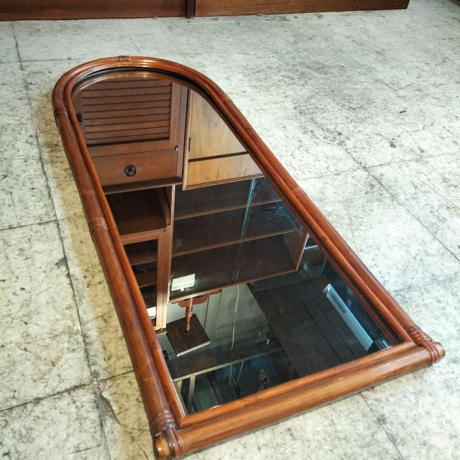 東谷 鏡 ミラー ラタン 姿見 40×30 ラタンミラー 壁掛け 角型