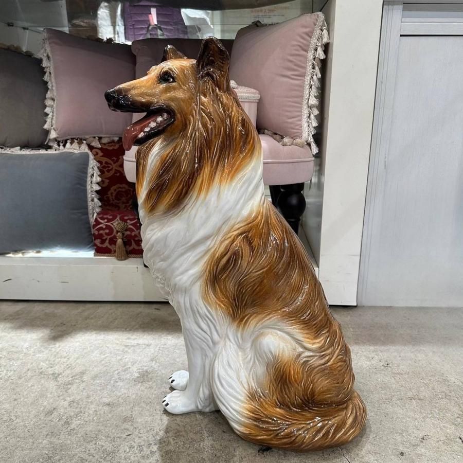 ボーダーコリー 陶器 オブジェ 置き物 犬の置き物 犬のオブジェ