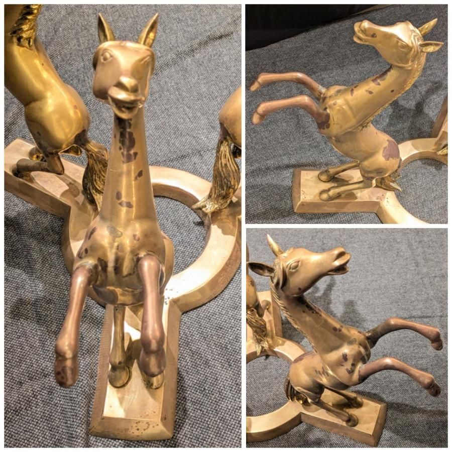 アンティーク　馬の彫刻　ガラステーブル　特大　ルームテーブル　インテリア 東馬 ガラステーブル おしゃれ ローテーブル 105 センター