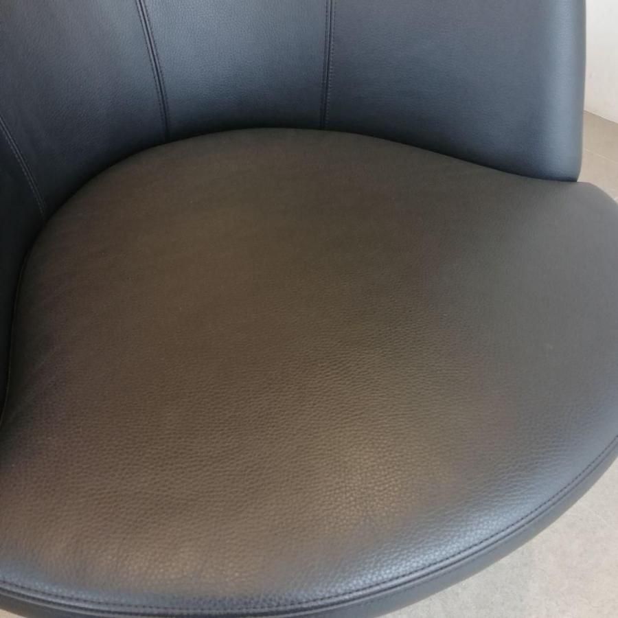 ◇美品ドイツ｜WALTER KNOLL｜AMEO｜黒総革回転式アームチェア