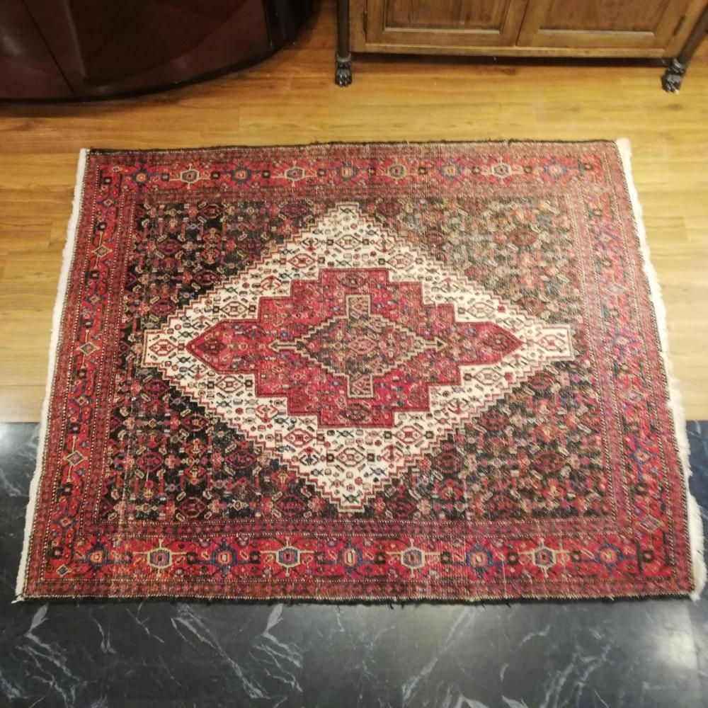 Y2297 ヴィンテージ ペルシャ絨毯 大判218×138.5㎝ ウール 高級 ペルシャ絨毯 セネ絨毯 ウール ヴィンテージ 129cm×163cm
