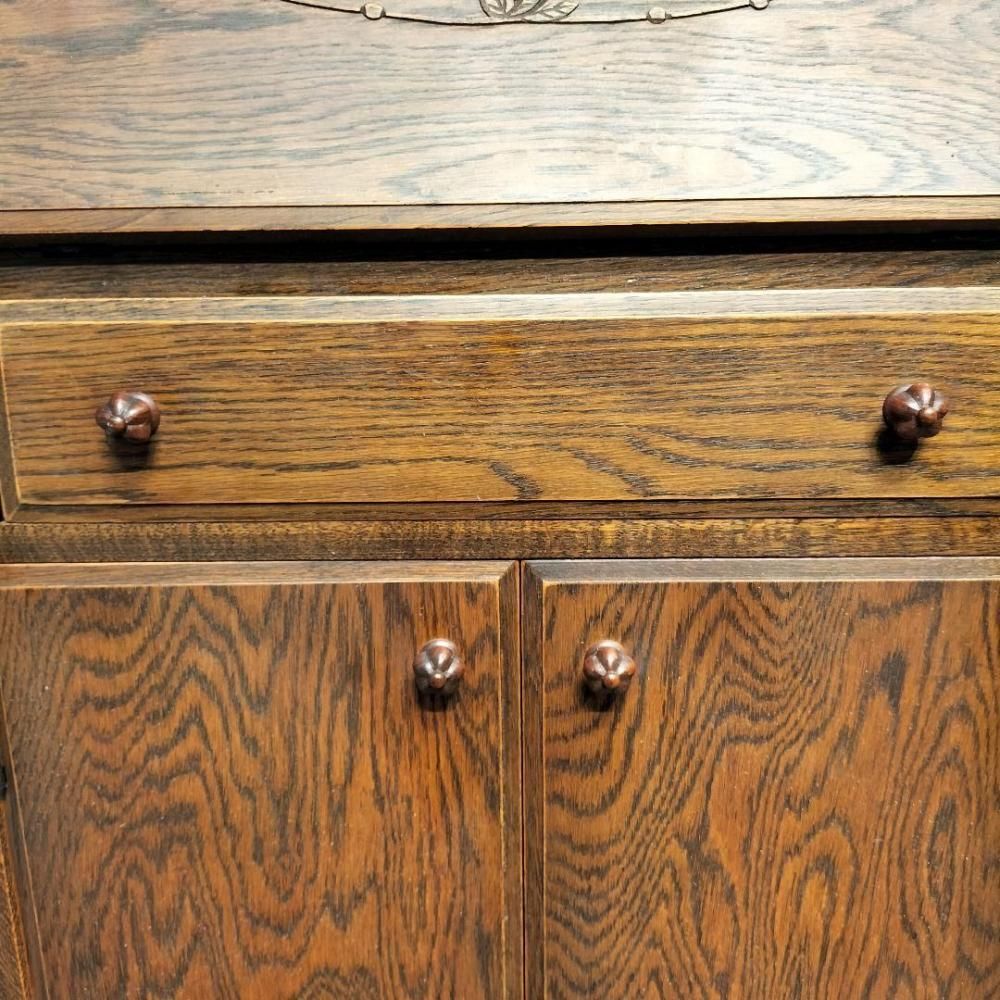 希少 良品 職人堅木 ライティングビューロー デスク