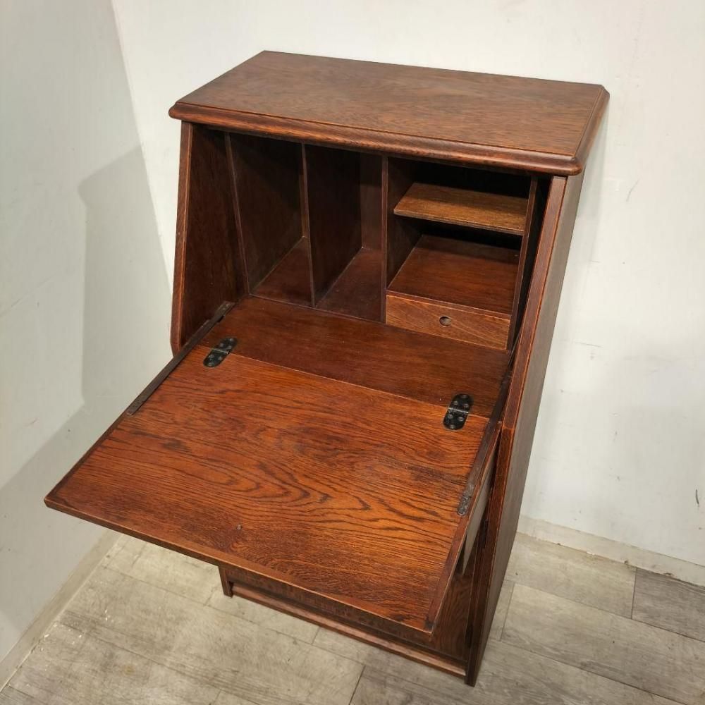 希少 良品 職人堅木 ライティングビューロー デスク