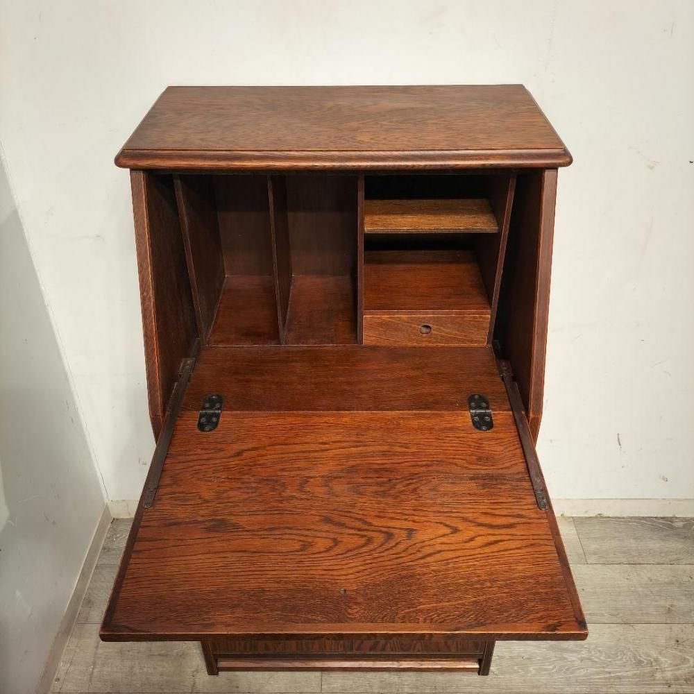 希少 良品 職人堅木 ライティングビューロー デスク