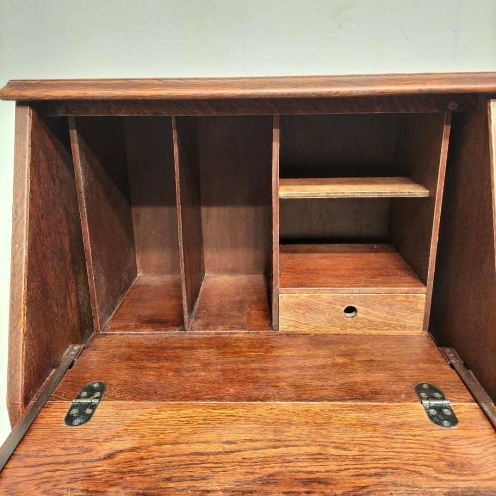 希少 良品 職人堅木 ライティングビューロー デスク