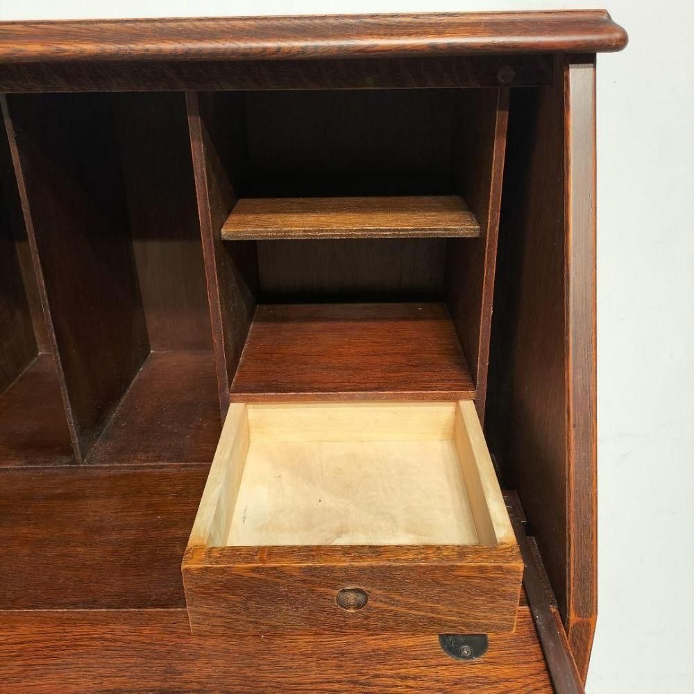 希少 良品 職人堅木 ライティングビューロー デスク