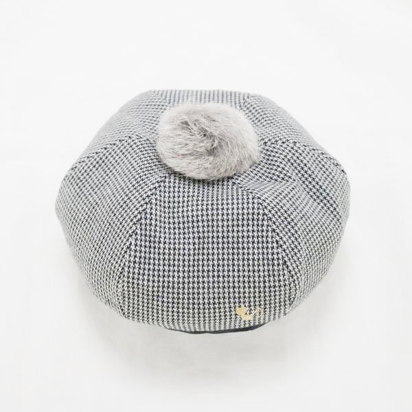【nino】グレンチェックベレー帽｜グレー