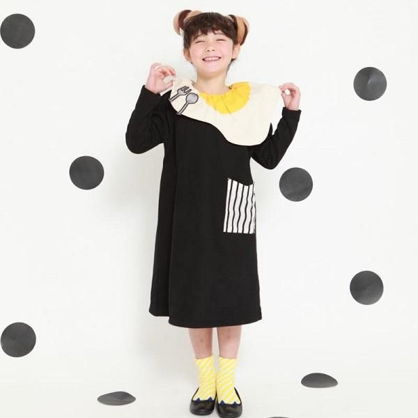 Unica 目玉焼き衿付きワンピース ブラック 100 1cm 公式通販 Kyuto 子供服 ベビー服 ファッション雑貨などの通販セレクトショップ