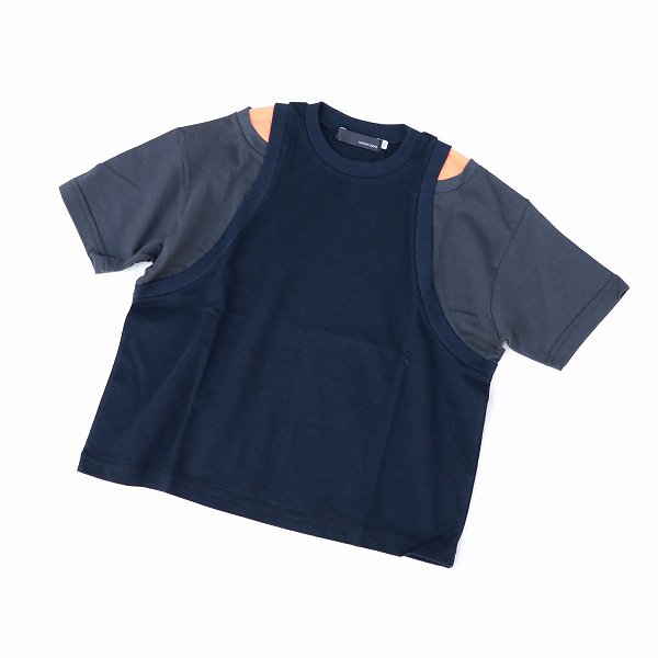 【nunuforme】レイヤードTシャツ｜ネイビー