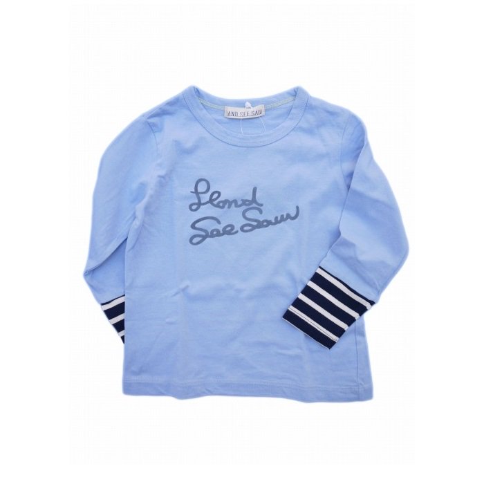 (ブランド終了のため)【HAND SEE SAW】ロゴPt L/S Tシャツ｜ブルー