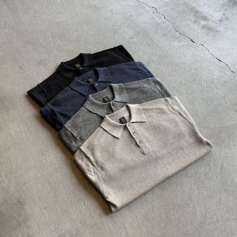 BATONER / WASHED HIGH COUNT LINEN POLO - heritage web shop BATONER / WASHED HIGH COUNT LINEN POLO - heritage web shop