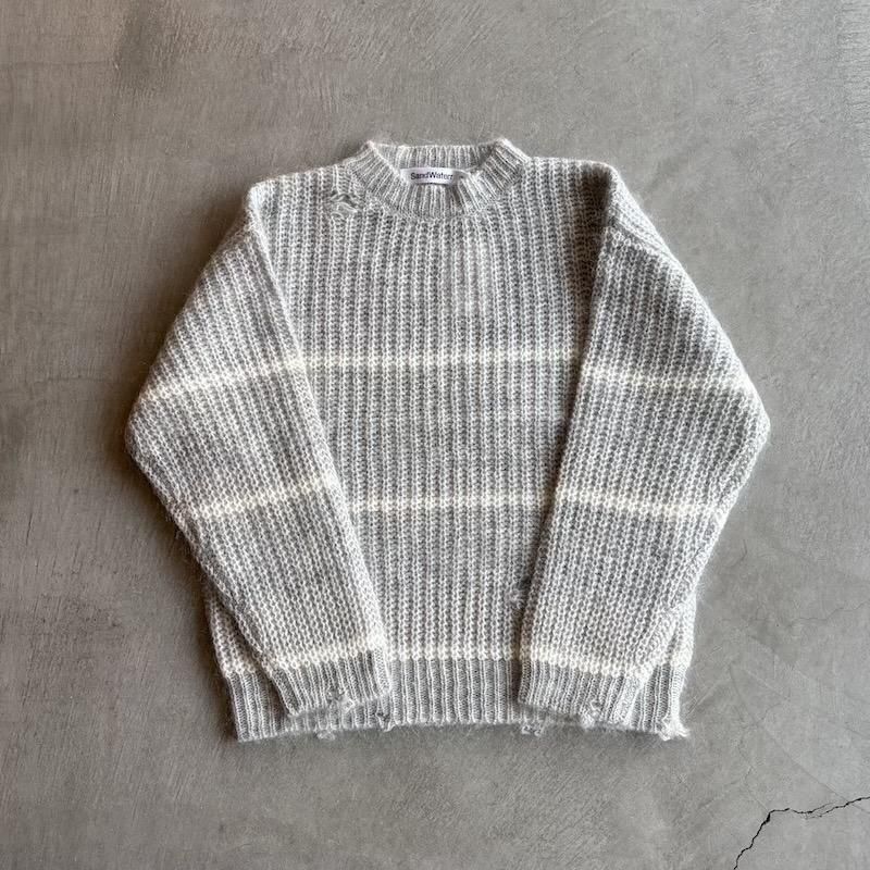 SandWaterr / RESEARCHED BORDER SWEATER / MOHAIR MIX YARN