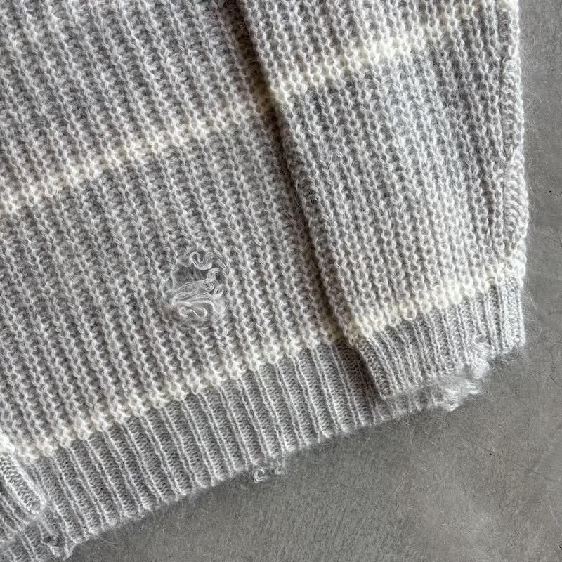 Ciatre mohair mix border sweater Lサイズ RESEARCHED BORDER SWEATER / MOHAIR MIX YARN – SandWaterr
