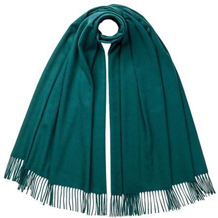 新品】ジョンストンズ カシミヤソリッドカラー大判ストール【L Emerald】-