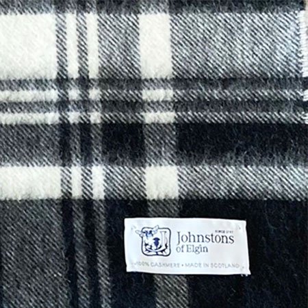 Johnstons（ジョンストンズ）カシミヤ中判ストール ブラック＆ホワイトスチュワート/BLACK&WHITE STEWART