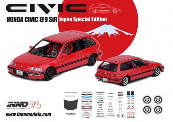INNO64 1/64 Honda シビック EF9 SiR 1990 レッド 日本限定カラー 