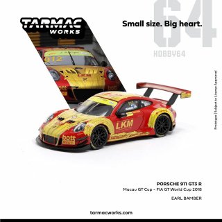 8ʹͽ Tarmac Works 1/64 Porsche 911 GT3 R (991)Macau GT Cup - FIA GT World Cup 2018 #912