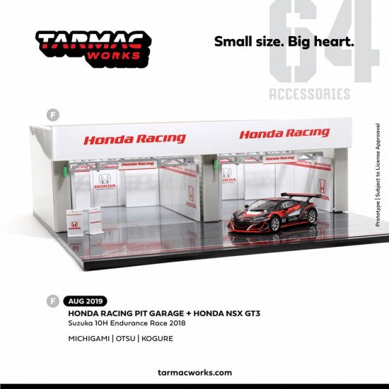 TARMAC WORKS 1/64 Diorama Racing Pit Garage Honda Racing Honda NSX 