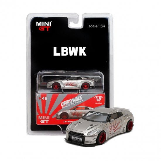 LBWK MINI GT 1/64 LB☆WORKS Nissan GT-R R35 タイプ1 リアウイング バージョン2 サテンシルバー - ミニカー専門店  RideON