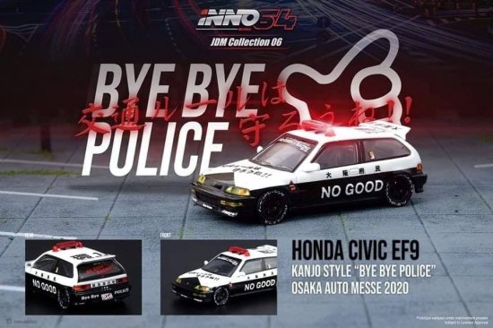 INNO64 1/64 HONDA CIVIC EF9 NO GOOD RACING BYE BYE POLICE 大阪オートメッセ 2020-  ミニカー専門店 RideON