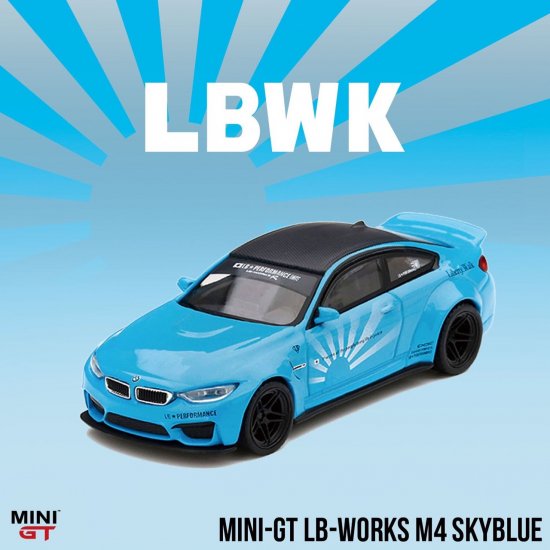 MINI GT 1/64 LB WORKS BMW M4 Light Blue LBWK- ミニカー専門店 RideON