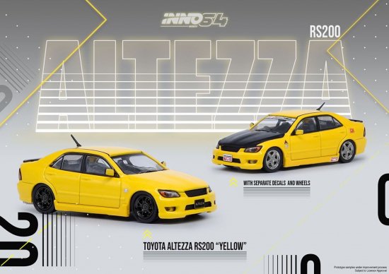 INNO 1/64 TOYOTA ALTEZZA RS200 Yellow (日本限定）アルテッツア