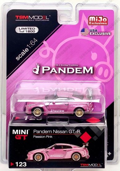 MINI GT 1/64 Pandem Nissan GT-R R35 GT Wing Passion Pink- ミニカー