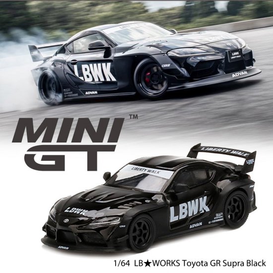 MINI GT 1/64 LB WORKS Toyota GR Supra Glossy Black ＋ Matt Black 