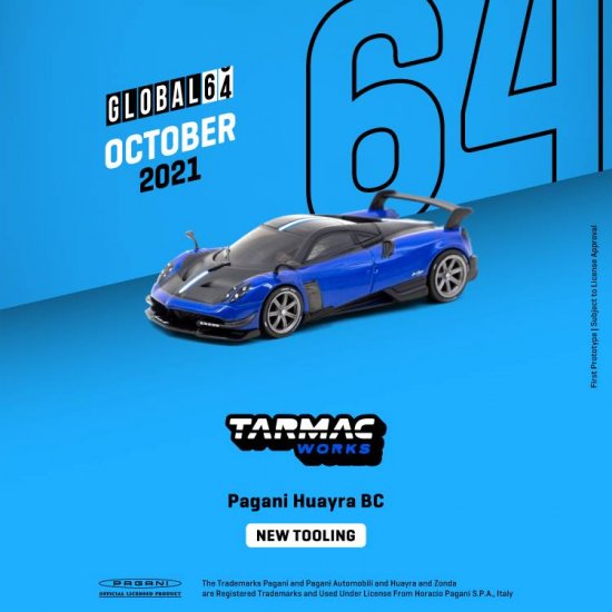 TARMAC WORKS 1/64 Pagani Huayra BC Blu Francia / Black- ミニカー