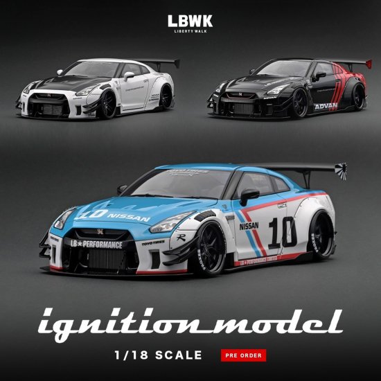 ignition model 1/18 LB-WORKS Nissan GT-R R35 type 2 White/Blue 