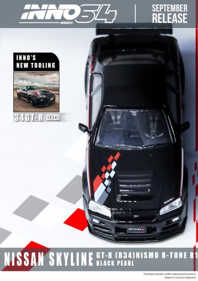 INNO 1/64 NISSAN SKYLINE GT-R R34 Nismo R-Tune Black Pearl